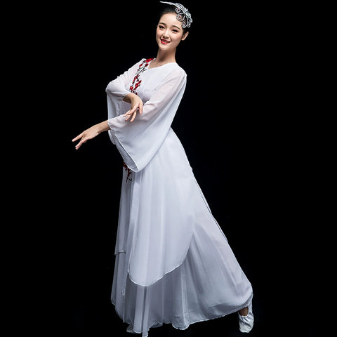 Chinese Folk Dance Costume Classical Dance Costume Chinese Fan Umbrella Dance Modern Dance Costume Fairy Long Skirt Adult - Moderndancedress.com