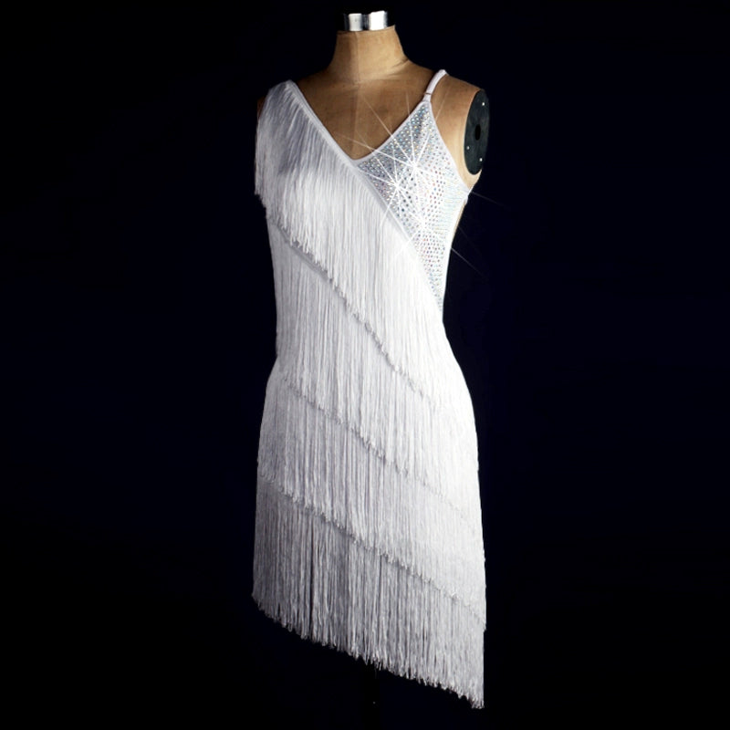 Tassel Latin Dance Skirt Adult Female Latin Dance Performance Costumes Latin Dress Dress Suit - Moderndancedress.com