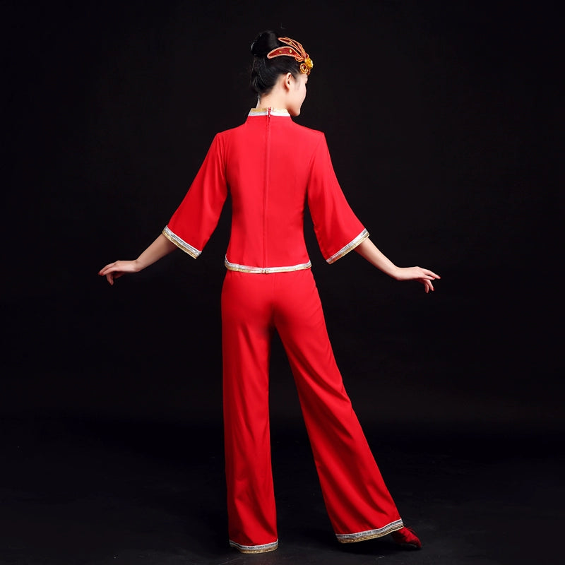 Chinese Folk Dance Costume Northeast Yangko dance waist drum team inspiration costume adult women - Moderndancedress.com