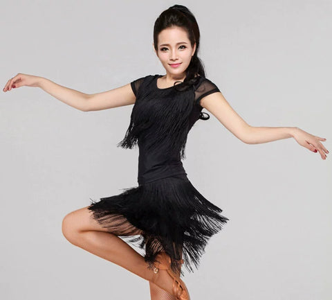 Professional Latin dance skirt, women's adult sexy dress, half dress, tassel clothing - Moderndancedress.com