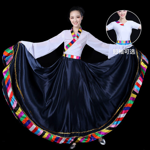 Chinese Folk Dance Costume Tibetan Dance Costume opening dance dress ethnic minority costume dance practice dress water sleeve dance costume