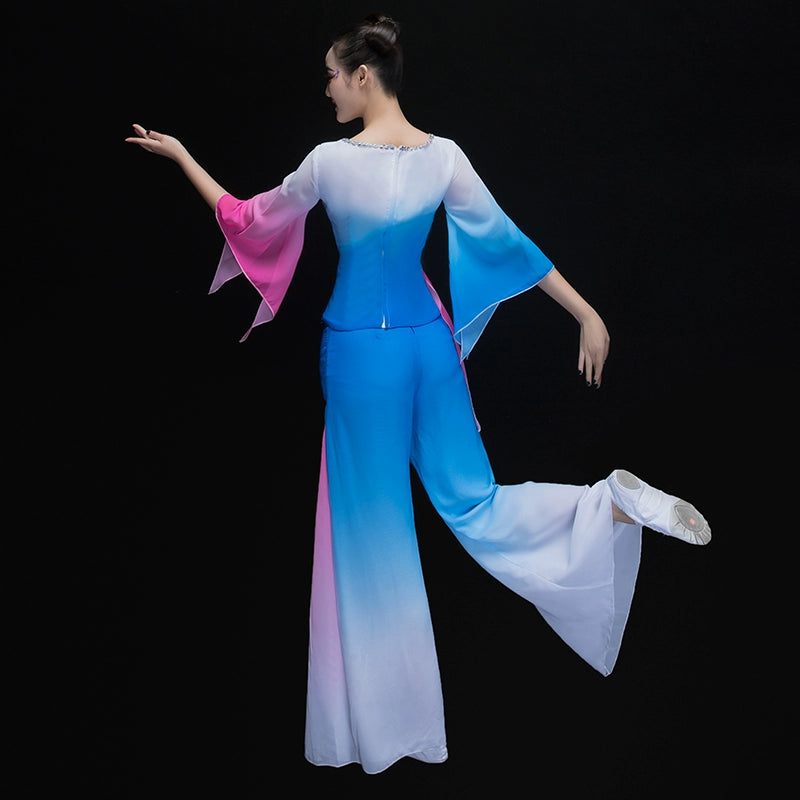 Chinese Folk Dance Costumes Yangko costume performance costume square fan umbrella dance classical dance costume female adults