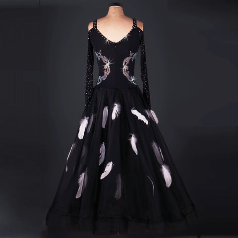 Ballroom Dance Dresses Ballroom Dance Big Dress Modern Skirt Competition Skirt National Standard Dance Dress Long Sleeve - Moderndancedress.com