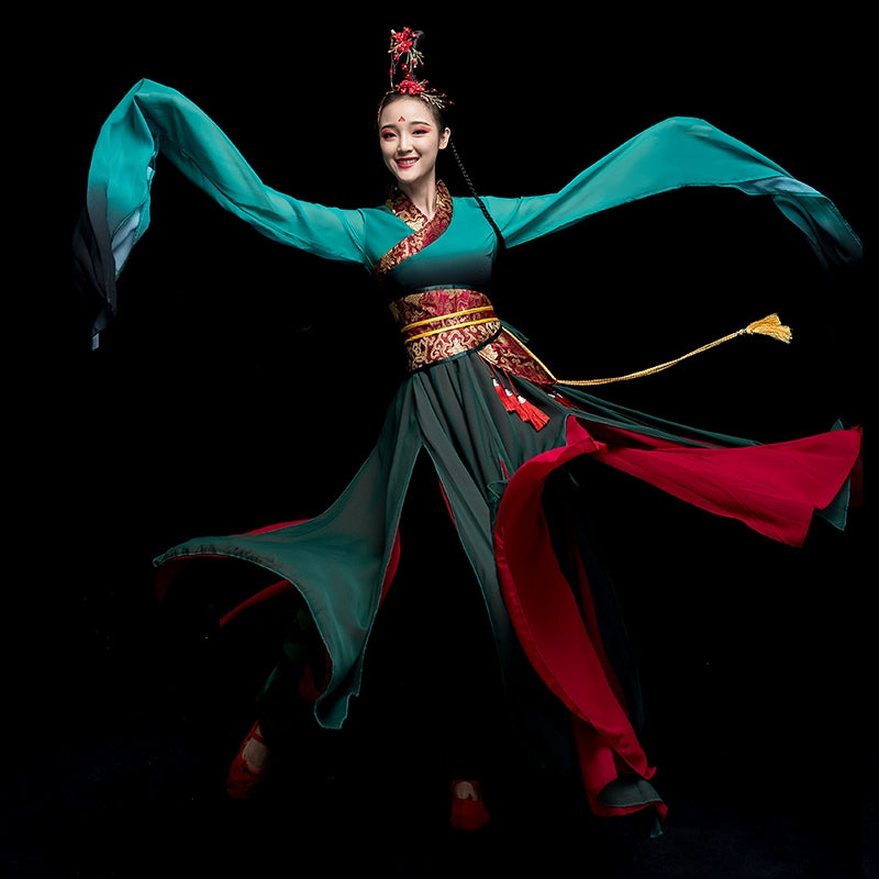 Chinese Folk Dance Costume Watersleeve Dance Costume Female Modern Chinese Hanfu Caiwei Classical Dance Costume Adults - 