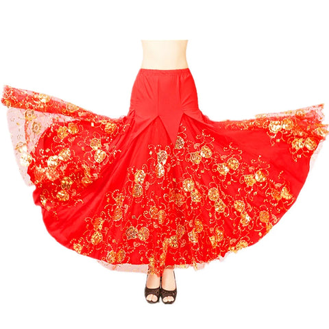 Women's Ballroom Dance Dresses Modern Skirt National Standard Dance Competition Skirt Long Half-length Skirt Practice Friendship Dress Waltz Skirt Performing Dress - Moderndancedress.com