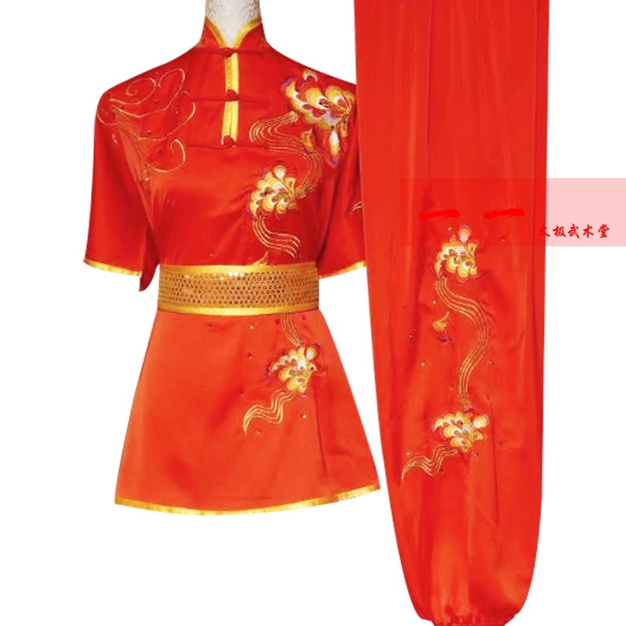 Martial Arts Clothes Kungfu clothes Short-sleeved Wushu Performance Clothes for Men Women Long Boxing Gongfu Embroidery Competition Costume for Taekwondo