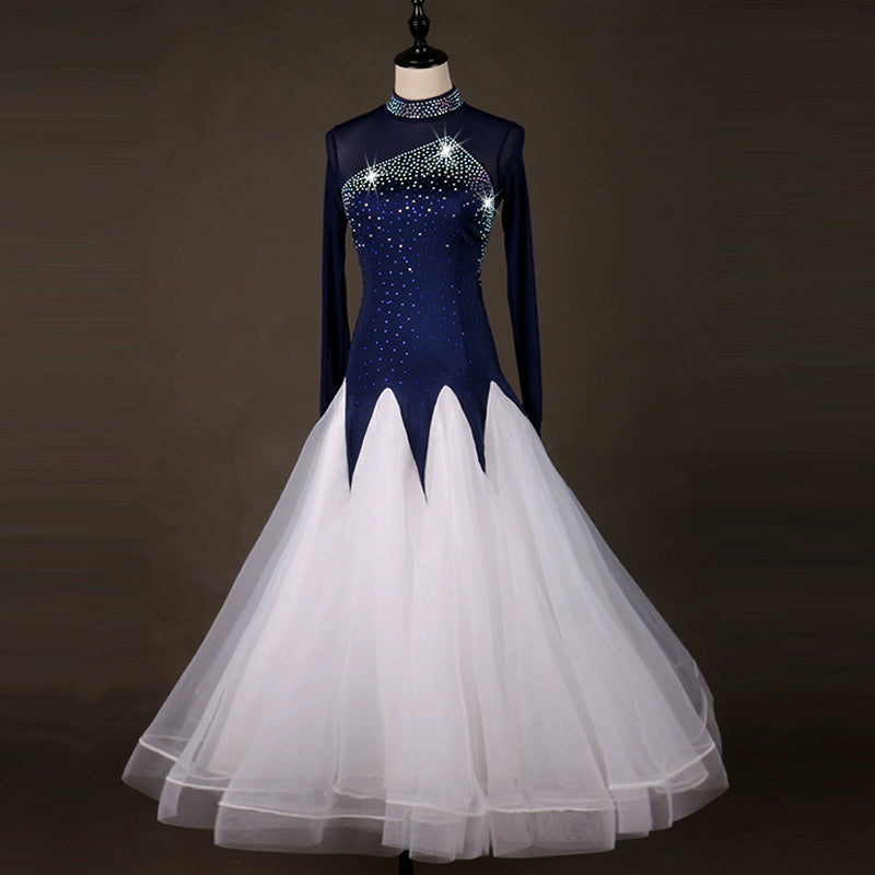 Ballroom Dance Dresses modern dance performance dress with diamond-inlaid temperament