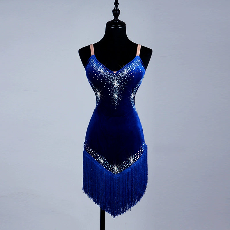 Silk sling Latin Dance Costume Liusu Latin dance competition dress for female adults - Moderndancedress.com