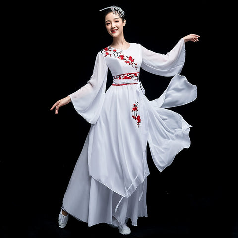 Chinese Folk Dance Costume Classical Dance Costume Chinese Fan Umbrella Dance Modern Dance Costume Fairy Long Skirt Adult - Moderndancedress.com