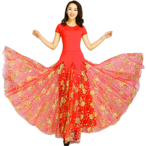 Women's Ballroom Dance Dresses Modern dress, national standard dance, Waltz exploratory dance, dress and half-length skirt performance Costume