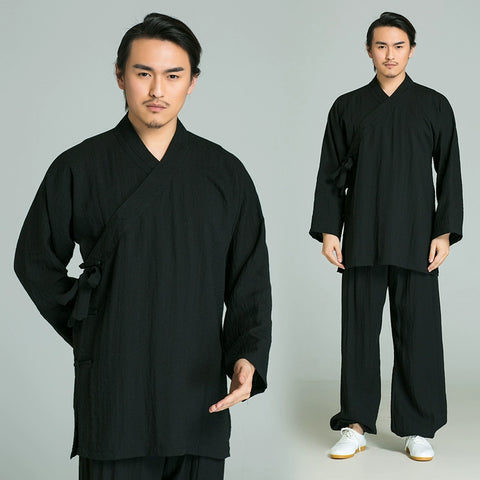 Tai Chi clothing men's clothing linen exercise clothes women's robes costumes oblique collar suits performance martial arts clothing - 