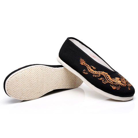 Beijing cloth shoes Kung Fu shoes men's Chinese style breathable casual shoes handmade layered shoes round shoes - Moderndancedress.com