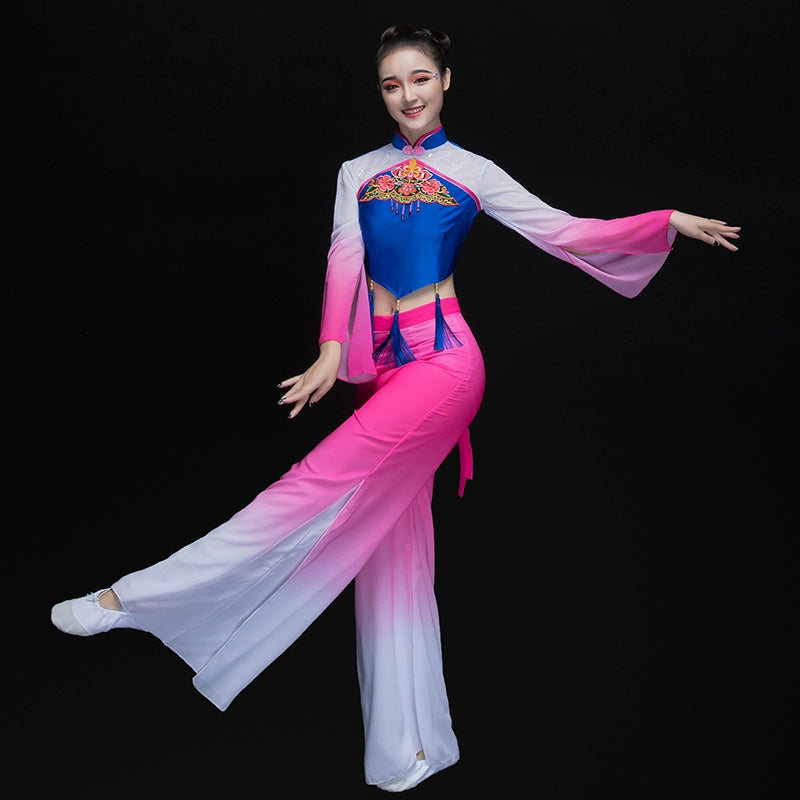 Chinese Folk Dance Costumes Classical Dance Costume Fan Umbrella Dance Sleeve Dance Modern Dance Costume Adult Women - 