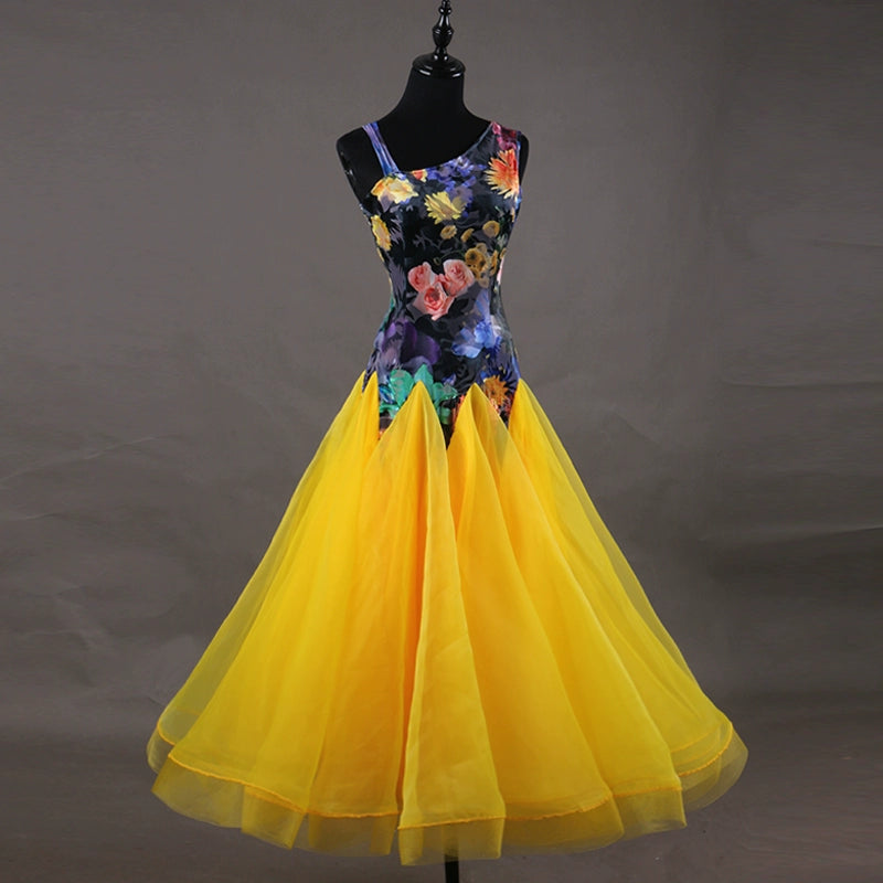 Ballroom Dance Dresses Slant shoulder burnt velvet modern dance performance dress National Standard Dance Dress social dance competition costume - Moderndancedress.com