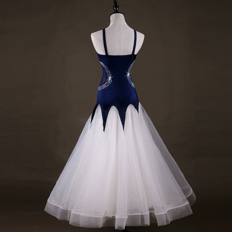 Ballroom Dance Dresses National Standard Dance Costume High-end Flash Drill Modern Dance Competition Dress Waist Thread Skirt - 