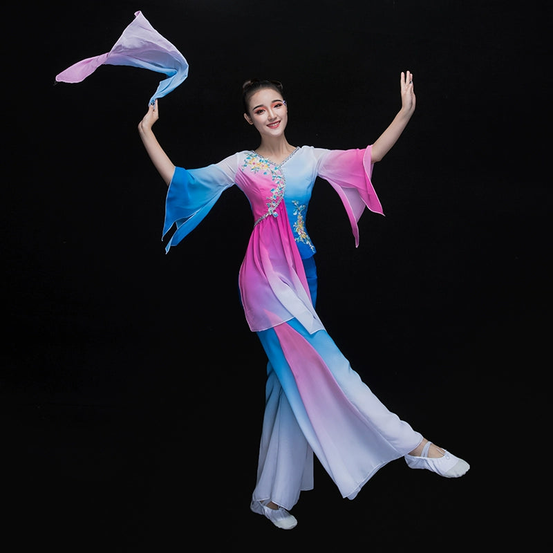 Chinese Folk Dance Costumes Yangko costume performance costume square fan umbrella dance classical dance costume female adults