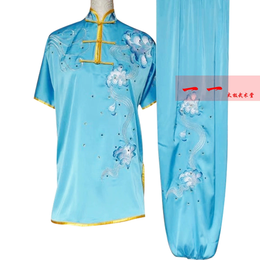 Martial Arts Clothes  Kungfu clothes Short-sleeved Wushu Costume Wushu Performance Clothes for Men and Women Long Boxing Practice Gongfu Embroidery Competition Costume for Taekwondo