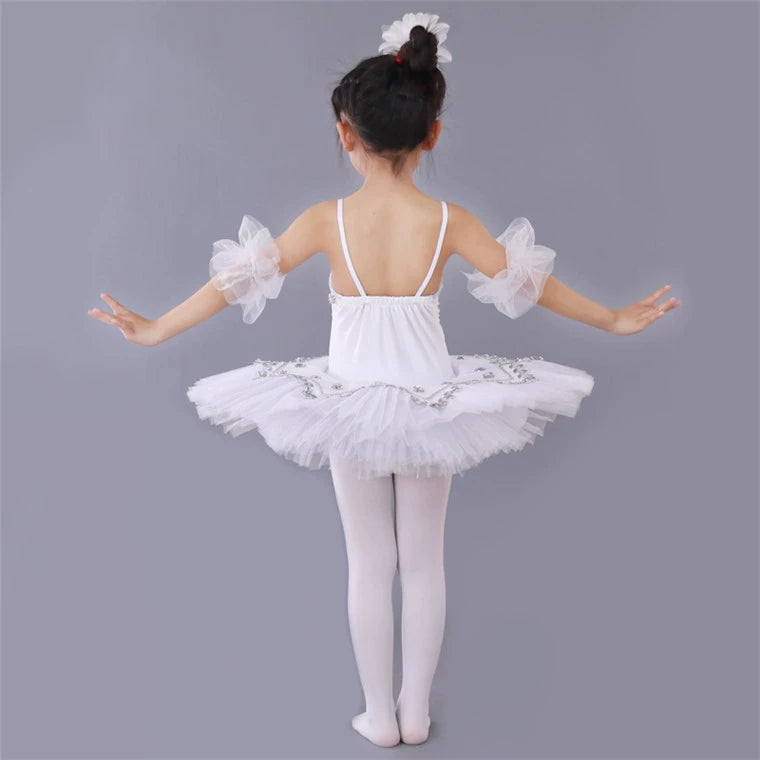 Girls Ballet Dance Dresses Children's Ballet Skirt Hanging Swan Ballet Costume Performance Dress Princess Pengpeng Skirt Performance Dress - Moderndancedress.com
