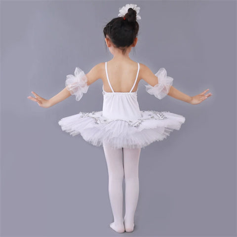 Girls Ballet Dance Dresses Children's Ballet Skirt Hanging Swan Ballet Costume Performance Dress Princess Pengpeng Skirt Performance Dress - Moderndancedress.com