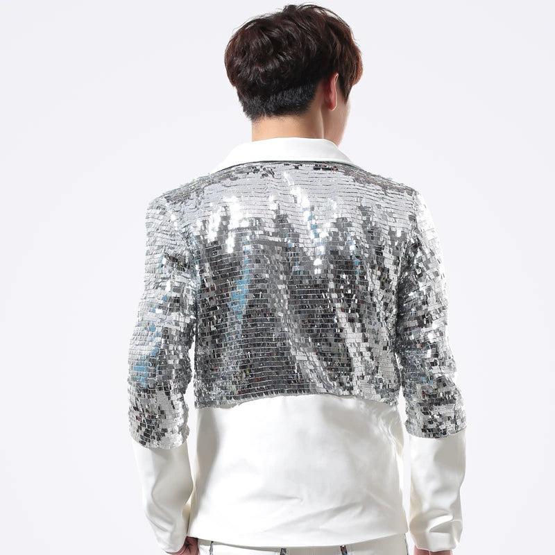 Sequins blazer men formal dress latest coat pant designs suit men costume singer dance punk rock trouser suits for men's stage - Moderndancedress.com