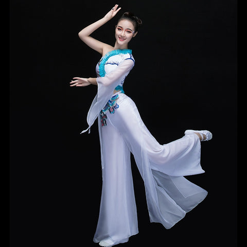 Chinese Folk Dance Costumes Classical Dance Costume Women Modern Dance Costume Fan Umbrella Dance Sleeve Dance Adults