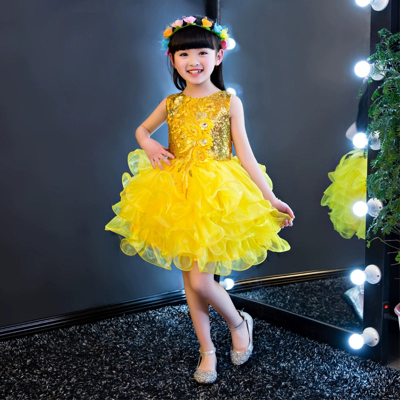 girls Jazz Dance Costumes Girl Princess Skirt Dance Dress Modern Dance Skirt Show Dress - Moderndancedress.com