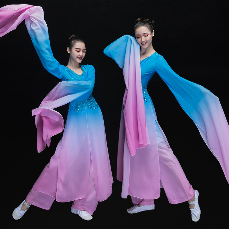 Chinese Folk Dance Costumes Modern Dance Costume Yangge Costume Sleeve Dance Classical Dance Costume Adult Fan Dancer - Moderndancedress.com