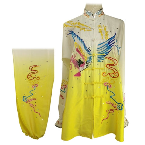 Tai chi Wushu Competition Performing Colorful Clothing for Adults and Children Tailor-made Embroidery Phoenix Gradual Overcolor - Moderndancedress.com