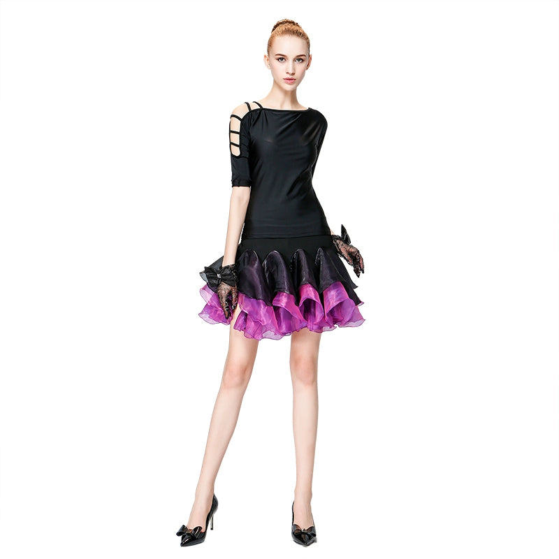 Ladies women Latin Dance Skirt in Plaza of High-grade ruffles latin Skirt and Short Skirt Practice Performing Skirt