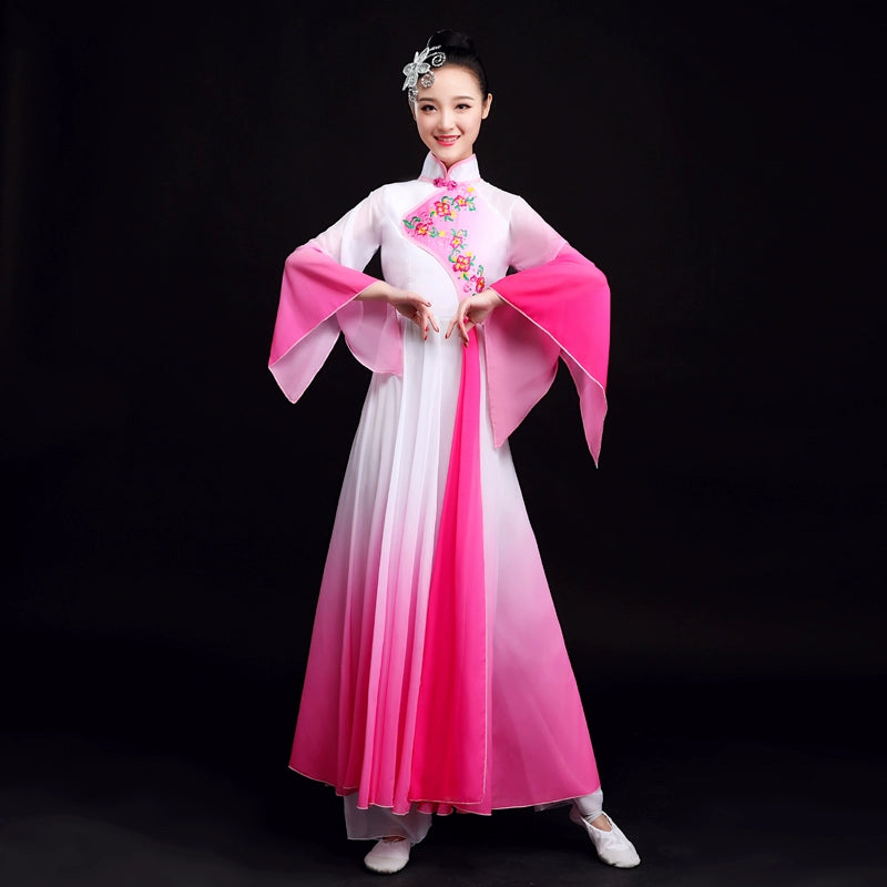 Chinese Folk Dance Costume Classical Dance Costume Narcissus Fairy Chinese Parachute Dance Skirt Fan Dance Costume Adults