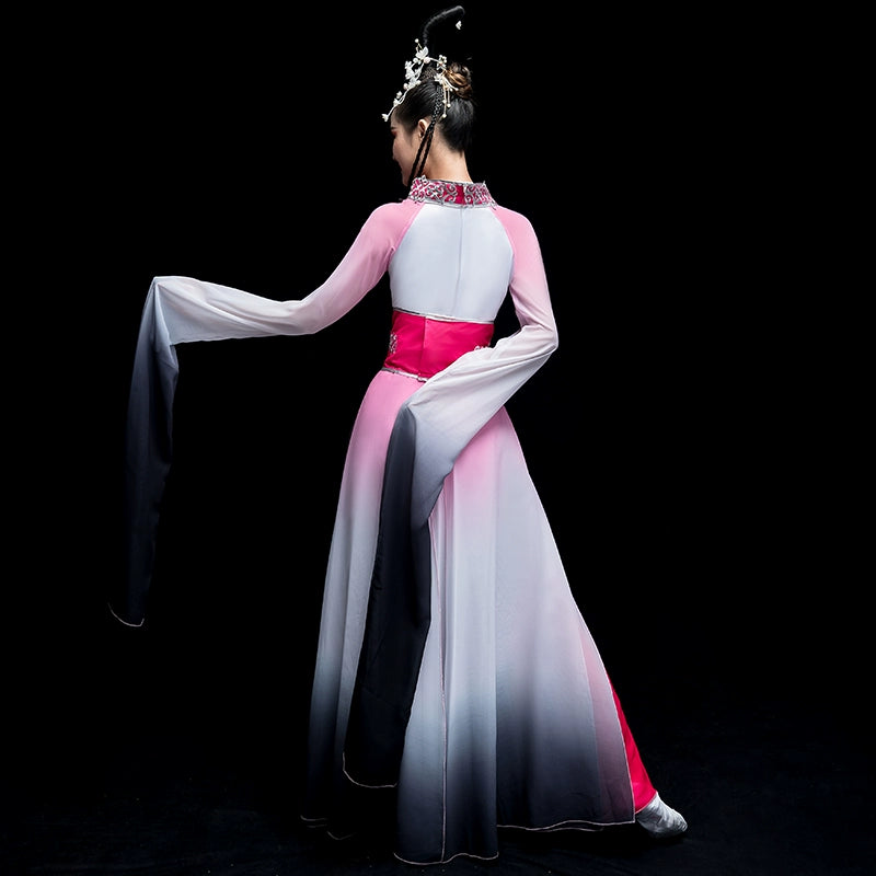 Chinese Folk Dance Costume Watersleeve Dance Costume Female Chinese Style Ancient Dress Pink Caiwei Classical Dance Costume Adults - Moderndancedress.com