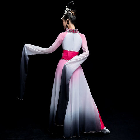 Chinese Folk Dance Costume Watersleeve Dance Costume Female Chinese Style Ancient Dress Pink Caiwei Classical Dance Costume Adults - Moderndancedress.com