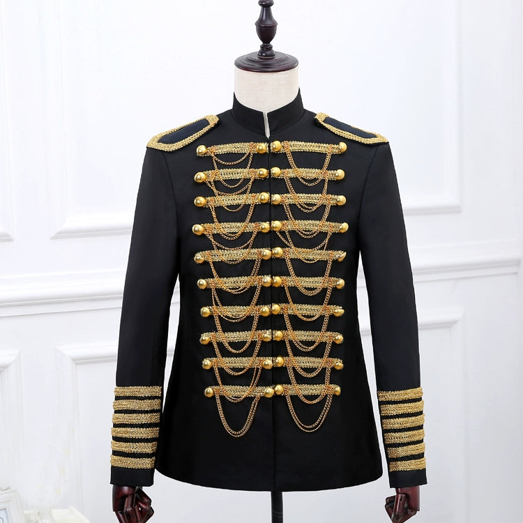 Men's nightclub DJ studio presided over the black gold European court costumes performance clothing for men - Moderndancedress.com