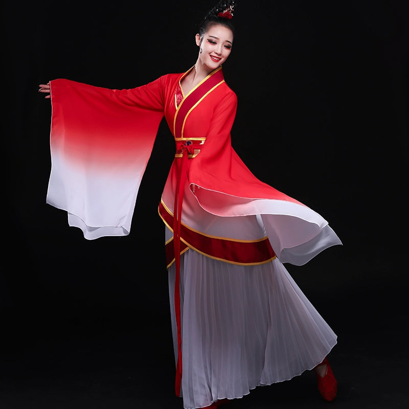 Chinese Folk Dance Costumes Classical Dance Costume Female Chinese Fengshui Sleeve Modern Dance Costume Ancient Chinese Dress Adult - Moderndancedress.com