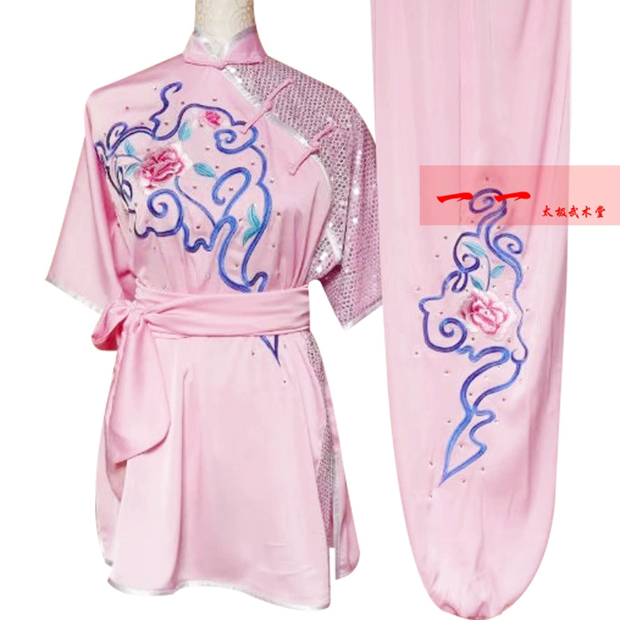 Martial Arts Clothes Kungfu clothes Wushu performance embroidery short sleeve long boxing competition costume men women practicing gown morning sword Taekwondo