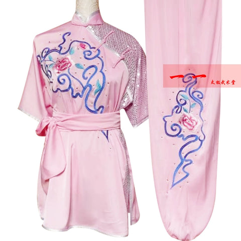 Martial Arts Clothes  Kungfu clothes Wushu costume performance costume embroidery short sleeve long boxing competition costume men and women practicing gown morning Dress Dance sword and Taekwondo