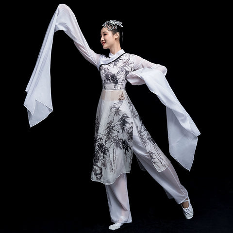 Chinese Folk Dance Costume Watersleeve Dance Costume Classical Dance Performance Costume Female Caiwei Ink and Water Modern Dance Chinese Style Adult Dance - 