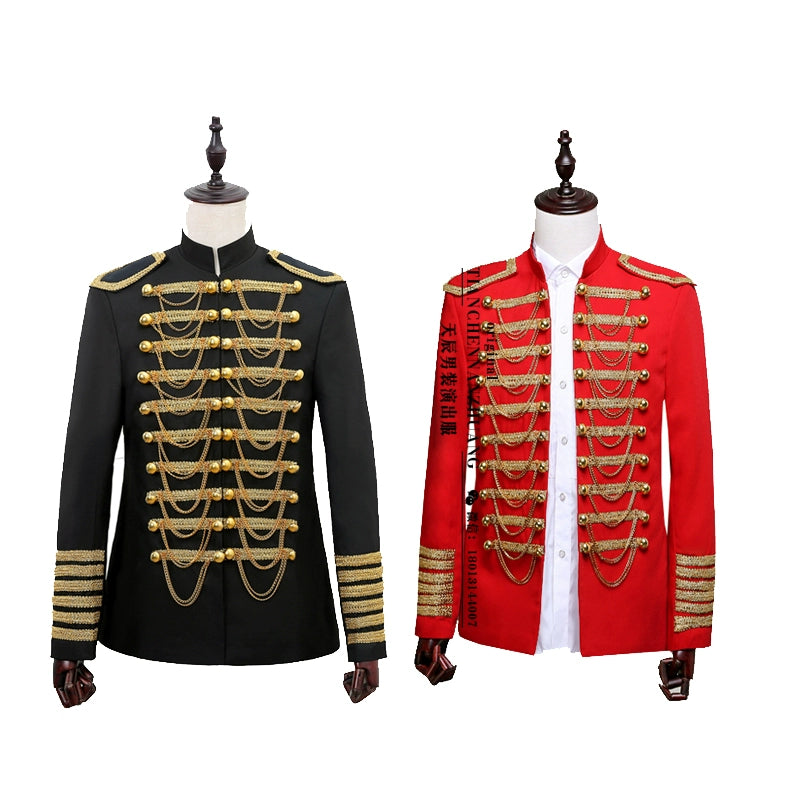 Men's nightclub DJ studio presided over the black gold European court costumes performance clothing for men - Moderndancedress.com