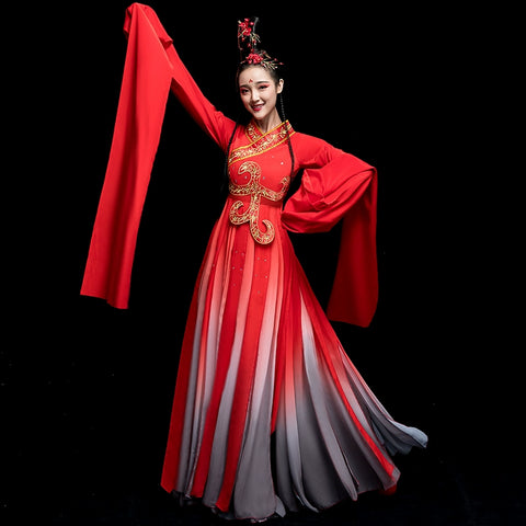 Chinese Folk Dance Costume Watersleeve Dance Costume Female Chinese Style Modern Dance Classical Dance Costume Adults - Moderndancedress.com