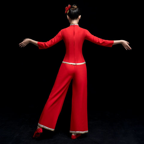 Chinese Folk Dance Costume Yangko costume classical dance costume Fan Dance Costume square dance suit for female adults - Moderndancedress.com