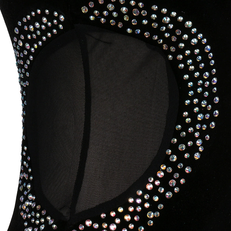 Latin Dance Competition Costume with Diamond in Lumbar Threaded Latin Skirt for Adult Female Liusu Dress - Moderndancedress.com