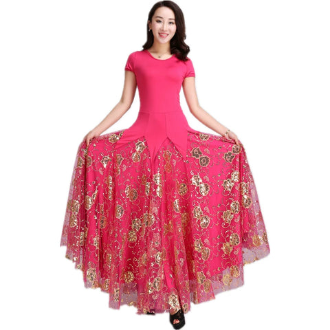 Women's Ballroom Dance Dresses Modern dress, national standard dance, Waltz exploratory dance, dress and half-length skirt performance Costume