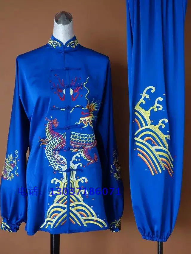 Custom Size Competition Tai Chi Clothing for Unisex Martial Arts Changquan Wushu Performance Uniforms Embroidered Dragon - Moderndancedress.com