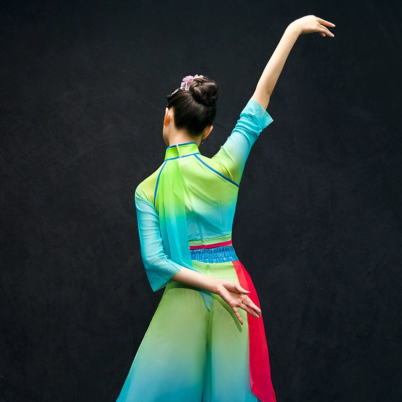 Chinese Folk Dance Costumes Classical Dance Costume Female Chinese Fan Umbrella Dance Costume Yangge Costume Suit for Adults - Moderndancedress.com