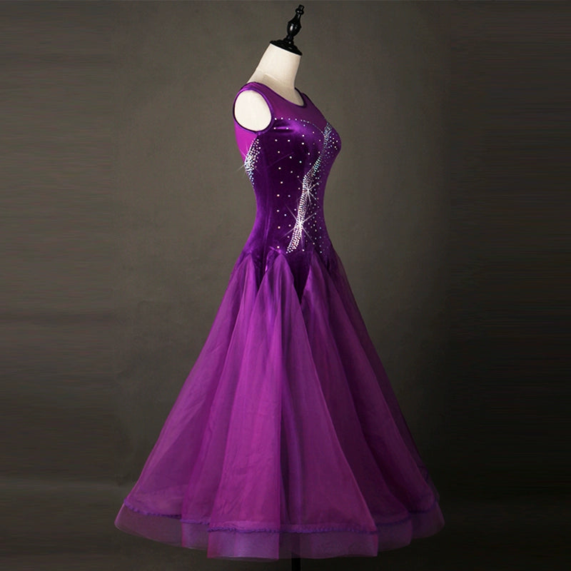 Ballroom Dance Dresses Sleeveless Modern Dresses High-end Diamond-inlaid National Standard Dance Competition Costume Waltz Dress Show Clothes - Moderndancedress.com