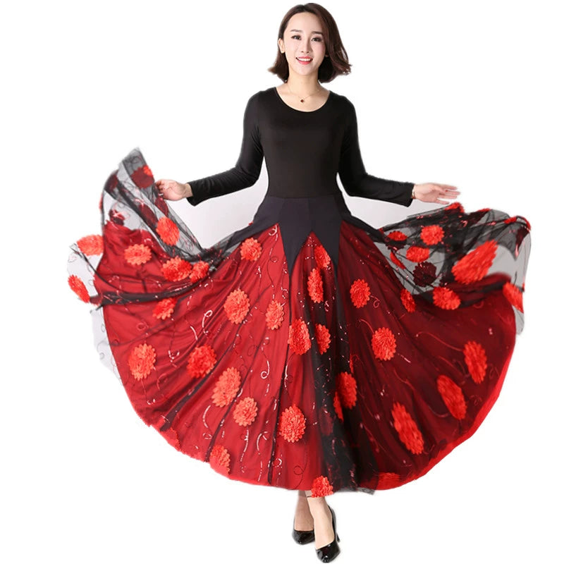 Women's Ballroom Dance Dresses Tango Waltz, National Standard for Dresses in Modern Skirt Competition - Moderndancedress.com