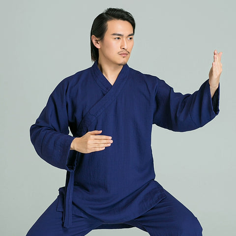 Tai Chi clothing men's clothing linen exercise clothes women's robes costumes oblique collar suits performance martial arts clothing - Moderndancedress.com