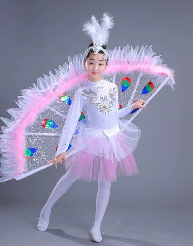 Small peacock dance clothing dance costumes chicken bird animal girl children dance clothes performance clothing BaiLing