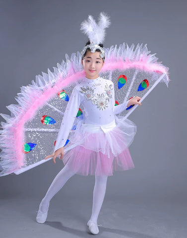 Small peacock dance clothing dance costumes chicken bird animal girl children dance clothes performance clothing BaiLing - Moderndancedress.com