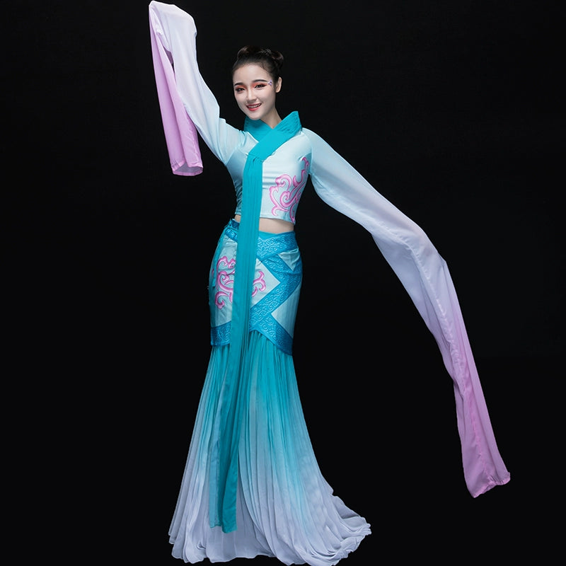 Chinese Folk Dance Costumes Caiwei Dance Costume Watersleeve Classical Dance Costume Chinese Wind Fairy Han Suit Adults